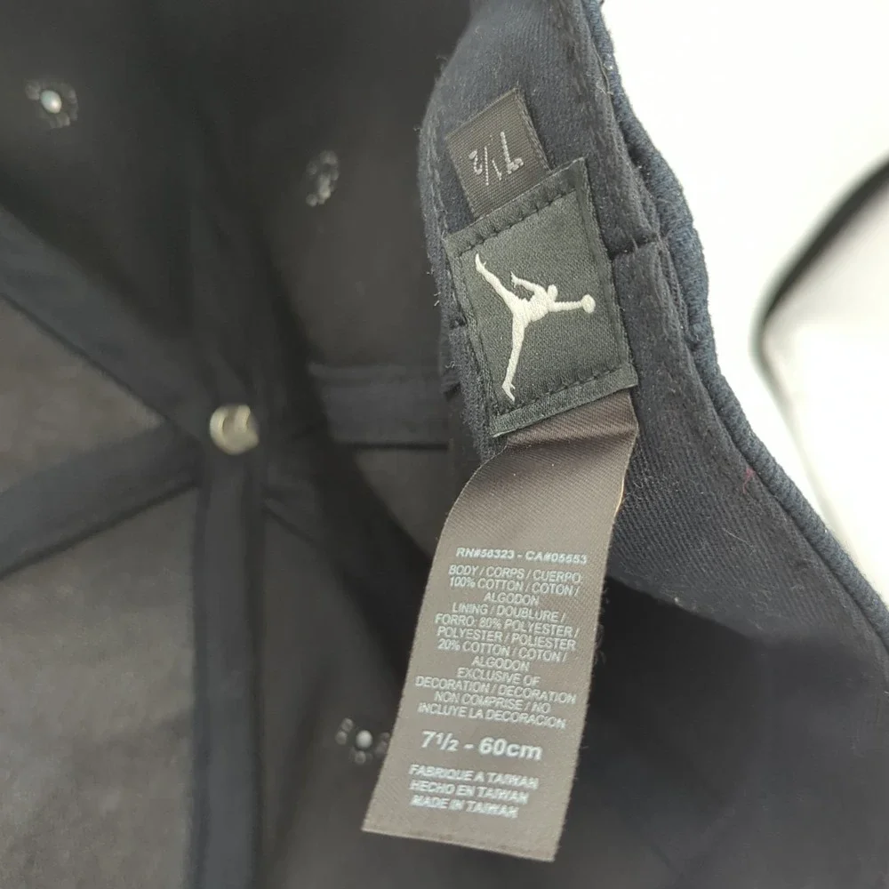 Air Jordan AJ Retro 8 Hat Men 7 1/2 Black Embroidered Logo Jumpman Fitted Cap